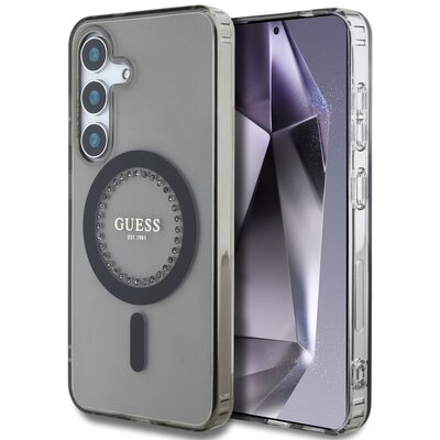 Etui GUESS Rhinestones Printed Classic Logo MagSafe do Samsung Galaxy S25 Czarny