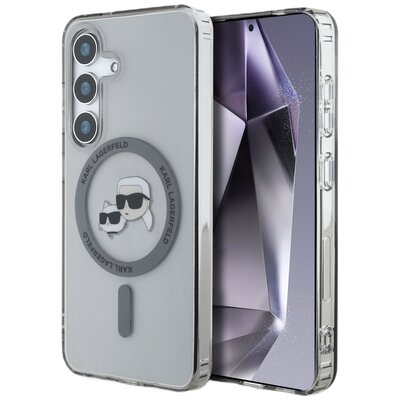 Etui KARL LAGERFELD Button Karl & Choupette Heads Printed Logo MagSafe do Samsung Galaxy S25+ Czarny