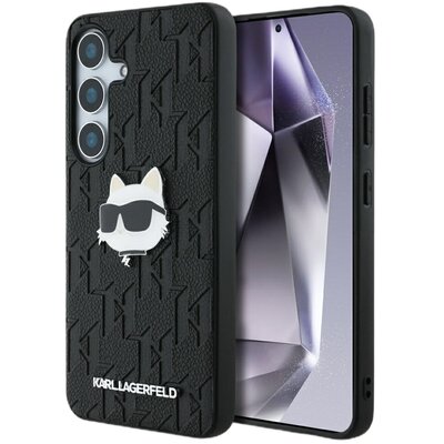 Etui KARL LAGERFELD Leather Monogram Pin Logo Choupette Head do Samsung Galaxy S25 Czarny