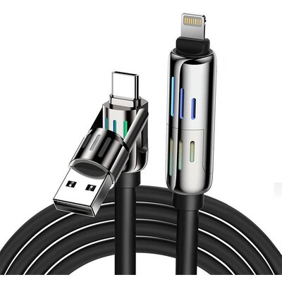 Kabel USB-C/USB-A - USB-C/Lightning BLITZWOLF BW-HDC6 4w1 240W RGB 1.2 m Czarny