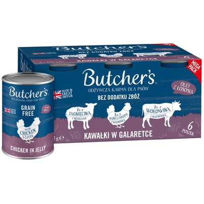 Karma dla psa BUTCHER'S Original Megapack mix smaków z wątróbką lub nerkami (6 x 400 g)