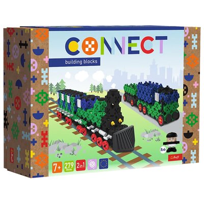 Klocki plastikowe TREFL Connect 2w1 Pociąg / Ciężarówka z przyczepą 61976