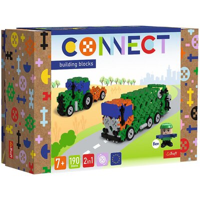 Klocki plastikowe TREFL Connect 2w1 Śmieciarka / Traktor 61975
