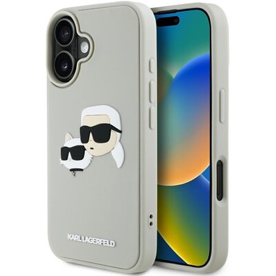 Etui KARL LAGERFELD HC 3D Rubber Double Heads do Apple iPhone 16 Beżowy