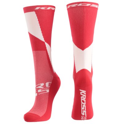 Skarpetki rowerowe KROSS Pro Hi (rozmiar S) Czerwono-biały