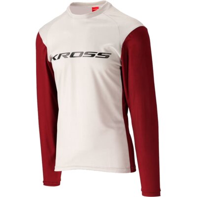 Koszulka rowerowa KROSS Hyde Long Sleeve (rozmiar M) Czerwono-biały