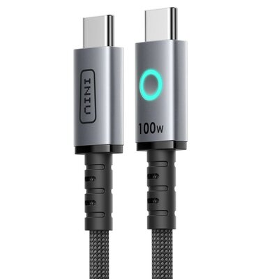 Kabel USB-C - USB-C INIU Leopard 100W 1.2 m Czarno-szary