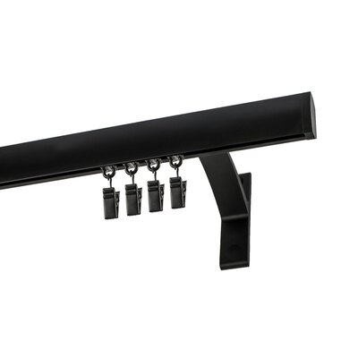 Karnisz DECASTYL Apartamentowy z żabkami pojedynczy 480 cm Czarny