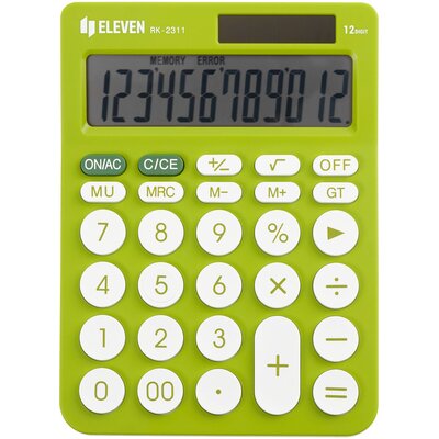Kalkulator ELEVEN RK-2311GR Zasilanie bateryjno-słoneczne, 4 pamięci