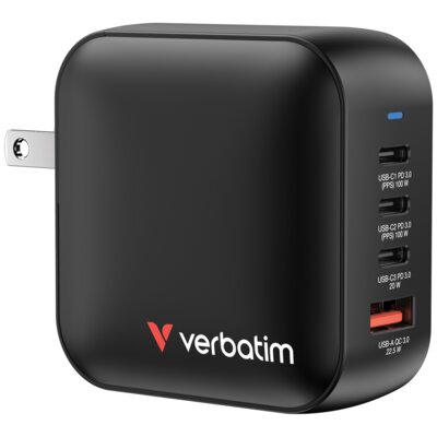 Ładowarka podróżna VERBATIM Gan charger 32216 165 W Czarny