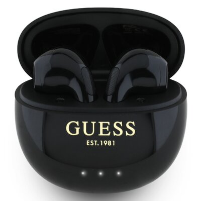 Słuchawki douszne GUESS Glossy Effect Egg Shape Printed Classic Logo Czarny