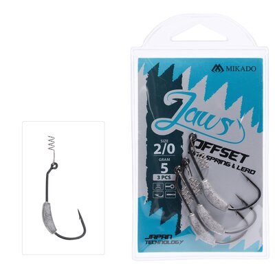 Haczyk wędkarski MIKADO Jaws Offset z wkrętem i obciążeniem 10 g nr 4/0 HJA04-4/0-10.0 (3 szt)