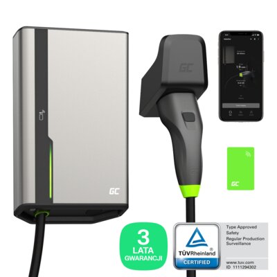Ładowarka do samochodu elektrycznego GREEN CELL HabuDen Wallbox EVGC021B2250 NFC 22kW