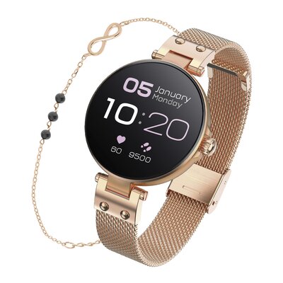 Smartwatch FOREVER Forevive Petite SB-305 Edycja z bransoletką Apart Różowe złoto