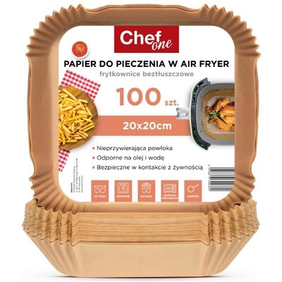Foremki papierowe CHEFONE do Air Fryer 20x20 cm (100 sztuk)