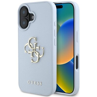 Etui GUESS Grained Big 4G Logo Small Classic Logo do Apple iPhone 16 Niebieski