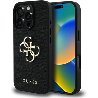 Etui GUESS Grained Big 4G Logo Small Classic Logo do Apple iPhone 16 Pro Czarny