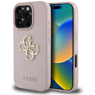 Etui GUESS Grained Big 4G Logo Small Classic Logo do Apple iPhone 16 Pro Max Różowy