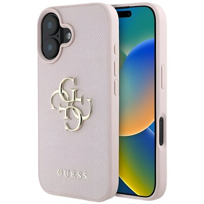 Etui GUESS Grained Big 4G Logo Small Classic Logo do Apple iPhone 16 Różowy