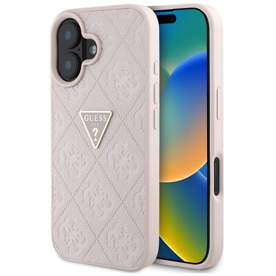 Etui GUESS Hot Stamp 4G Pattern Triangle Metal Logo do Apple iPhone 16 Różowy