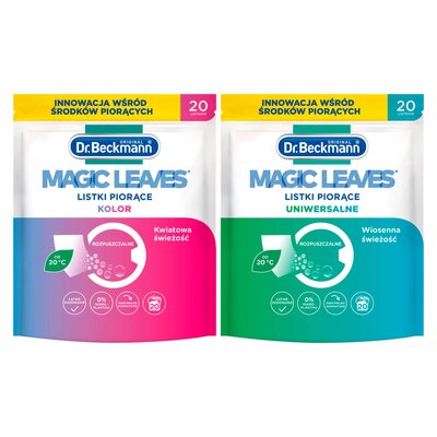 Listki do prania DR BECKMANN Magic Leaves Kolor (20 sztuk) + Listki do prania DR BECKMANN Magic Leaves Uniwersalne (20 sztuk)