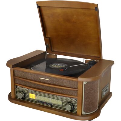 Gramofon SOUNDMASTER NR560 Drewno Manualny, USB, Wbudowane głośniki, Prędkość odtw. 33/45/78 obr./min