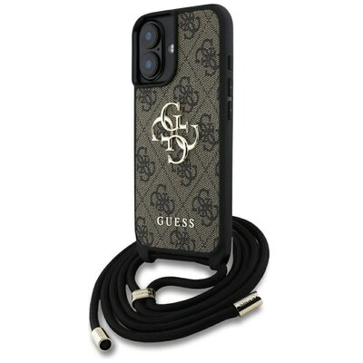 Etui GUESS 4G Big Logo Cord Stap Crossbody do Apple iPhone 16 Plus Brązowy