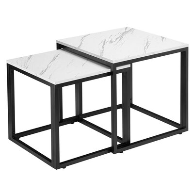 Zestaw stolików kawowych LOFTINSPIRED Praven Kwadratowy Biały Marmur + Czarny