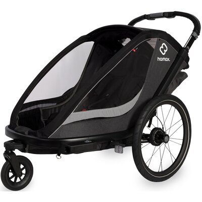 Przyczepka rowerowa HAMAX Cotoon Twin 42kg Pasy Szaro-czarny