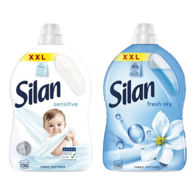 Płyn do płukania SILAN Sensitive and Baby 2860 ml + Płyn do płukania SILAN Fresh Sky 2860 ml