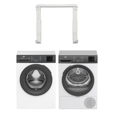 Pralka BEKO b100 BM3WFSU37015WAR kl.A 7kg 1000 obr EnergySpin AquaWave + Suszarka BEKO b300 BM3T37239WAR z pompą ciepła 7kg + Łącznik BEKO SLIM PSKS