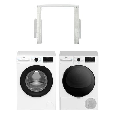 Pralka BEKO BM3WFU410415W 10kg 1400 obr EnergySpin + Suszarka BEKO BM3T49230WPBDC z pompą ciepła + Łącznik BEKO DPY10