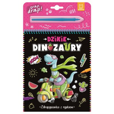 Zdrapywanka z rysikiem Drap Drap! Dzikie dinozaury (twarda okładka)