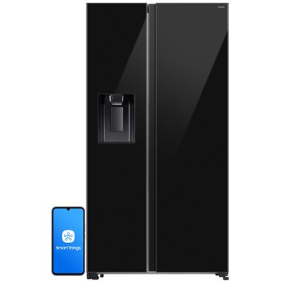 Lodówka SAMSUNG AI RS70F64KEBEO Side by Side No Frost 178.6cm Czarne szkło Podajnik wody Kostkarka