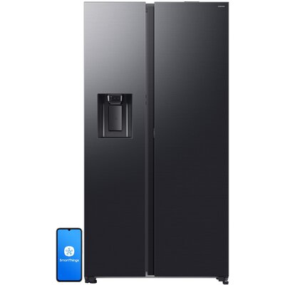 Lodówka SAMSUNG RS80F66KBFEO AI Side by Side No Frost 178.4cm Grafitowa stal Podajnik wody Kostkarka