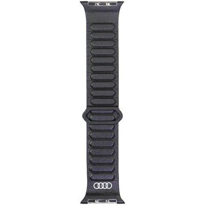 Pasek AUDI Logo Genuine Leather Magnetic Ring do Apple Watch 4/5/6/7/8/9/10/SE/SE2 (40/41/42mm) Czarny