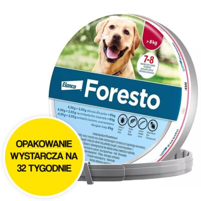Obroża FORESTO przeciw kleszczom i pchłom dla psów powyżej 8 kg (70 cm) + Obroża FORESTO przeciw kleszczom i pchłom dla psów i kotów do 8 kg (38 cm)
