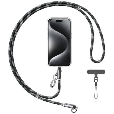 Smycz do telefonu z kablem do ładowania USB-C - Lightning USAMS SJ746 30W 1.2 m Czarny