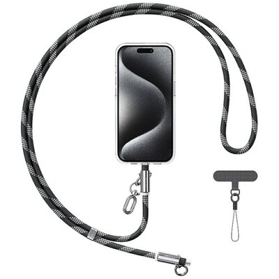 Smycz do telefonu z kablem do ładowania USB-C - USB-C USAMS SJ745 60W 1.2 m Czarny