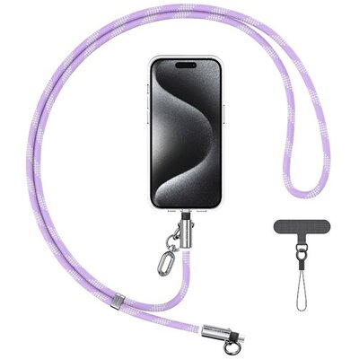 Smycz do telefonu z kablem do ładowania USB-C - USB-C USAMS SJ745 60W 1.2 m Fioletowy