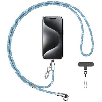 Smycz do telefonu z kablem do ładowania USB-C - USB-C USAMS SJ745 60W 1.2 m Niebieski
