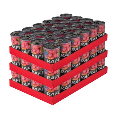 Karma dla psa RAFI Junior z cielęciną, żurawiną i borówką 72 x 400 g