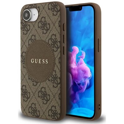 Etui GUESS 4G Circle Classic Logo MagSafe do Apple iPhone 16e Brązowy