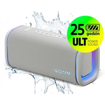 Głośnik mobilny SONY ULT Field 5  Bateria 25 godz. Szybkie ładowanie, 10 pasmowy EQ, IP67, Sound Field Optimisation, Biały
