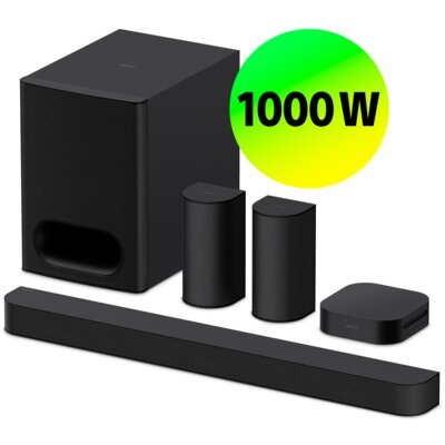 Soundbar SONY HT-S60/Bravia Theatre System 6 Czarny 5.1-kanałowy, 1000W, HDMI eARC, Bluetooth, Dolby Atmos, Dolby True HD, DTS:X