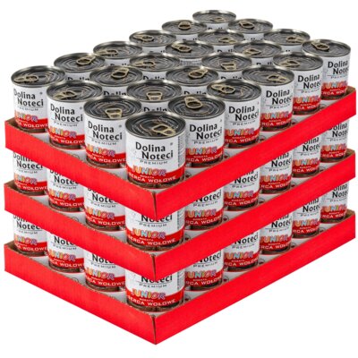 Karma dla psa DOLINA NOTECI Premium Junior bogata w serca wołowe 72 x 400 g