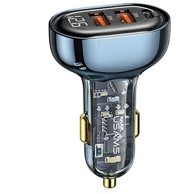 Ładowarka samochodowa USAMS US-CC159 80W Fast Charge Niebieski
