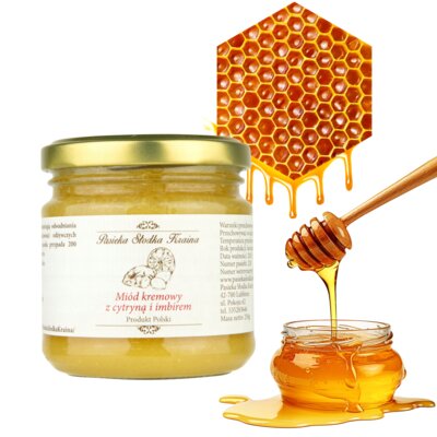Miód kremowy z cytryną i imbirem PASIEKA SŁODKA KRAINA (250 g)
