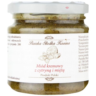 Miód kremowy z cytryną i miętą PASIEKA SŁODKA KRAINA (250 g)