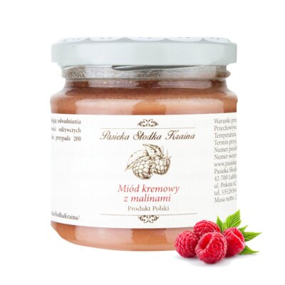 Miód kremowy z malinami PASIEKA SŁODKA KRAINA (250 g)